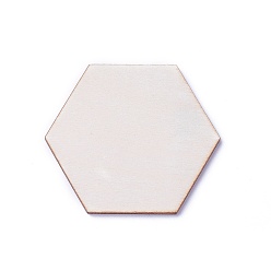 BurlyWood Wood Cabochons, Hexagon, BurlyWood, 34.5x39.5x2.5mm