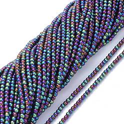 Plaqué Multicolore Perles en verre electroplate, plein plaqué, ronde, multi-couleur plaquée, 2.5mm, Trou: 0.7mm, Environ 177 pcs/chapelet, 14.09 pouce (35.8 cm)