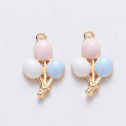 Real 18K Gold Plated Brass Enamel Charms, Nickel Free, Balloon, Real 18K Gold Plated, Colorful, 14.5x8.5x2.5mm, Hole: 1mm