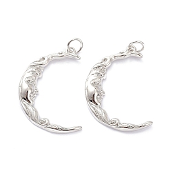 Платинированный Латунные подвески, с целью перехода в кольце, долговечный, луна, Реальная платина, 27x18x3 мм, Перейти кольцо: 5x1 мм, 3.5 мм внутренним диаметром