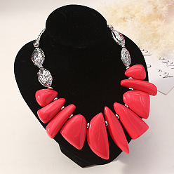 Светло-Коралловый Ожерелья из нерегулярных бусин из смолы, ювелирные изделия из сплава для женщин, платина, свет коралловый, 17.72 дюйм (45 см)