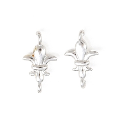 Серебро Латунные подвески с соединителем геральдической лилии, серебряные, 12x7x2 мм, отверстие : 1 мм