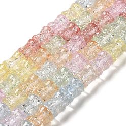 Mixed Color Transparent Crackle Glass Beads Strands, Bamboo Joint, Mixed Color, 8x10.5mm, Hole: 1.7mm, about 38pcs/strand, 15.35''(39cm)