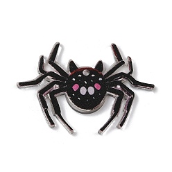 Spider Непрозрачные акриловые подвески, темы хэллоуина, паук, 27x39.5x2 мм, отверстие : 1.6 мм