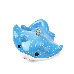 Fish Подвески из непрозрачной смолы с морской тематикой, с платиново-железными петлями, manta ray, 15x31x28 мм, отверстие : 2 мм