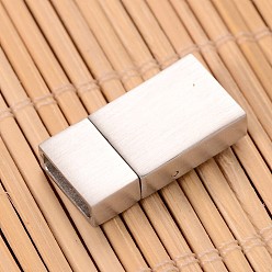 Stainless Steel Color Matte 304 Stainless Steel Rectangle Magnetic Clasps, Stainless Steel Color, 23x12x6mm, Hole: 3x10.5mm