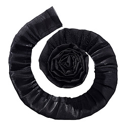 Черный 9 ярдов шифоновой складчатой кружевной ленты, кружевной отделкой, аксессуары для одежды, чёрные, 1-1/8 дюйм (30 мм)