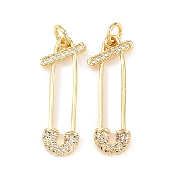 Настоящее золото 18K Латунные микро проложить кубического циркония подвески, прелести скрепки, долговечный, стойки покрытие, без свинца и без кадмия, с целью перехода в кольце, реальный 18 k позолоченный, 30x9x3 мм, Перейти кольцо: 6x1 мм, внутренний диаметр: 4 мм