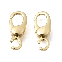 Настоящее золото 18K Карабин-лобстеры, латунные, без кадмия и без свинца, стойки покрытие, долговечный, овальные, реальный 18 k позолоченный, 12x5x3 мм, отверстие : 2.5 мм