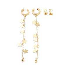 Бабочка Серьги-каффы из латуни для женщин, без кадмия и без свинца, долговечный, реальный 18 k позолоченный, бабочка, 6x7 мм