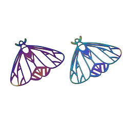 Rainbow Color Ионное покрытие (ip) 201 филигранные подвески из нержавеющей стали, гравированные металлические украшения, моль, Радуга цветов, 21.5x27x0.3 мм, отверстие : 1.2 мм