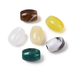 Barrel Непрозрачный акрил европейского бисера, облако эффект, разноцветные, большое отверстие шарик, баррель, 14x10.5 мм, отверстие : 4.5 мм, Около 602 шт / 500 г