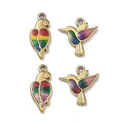 (52) Непрозрачная лаванда 304 подвески из нержавеющей стали, амулеты птиц, с эмалью, золотые, разноцветные, 13.5~16.5x7~13.5x2 мм, отверстие : 1.2 мм