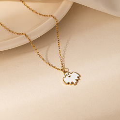 Ghost Хэллоуин 304 эмалированные подвески из нержавеющей стали для женщин, золотые, белые, призрак, 16.14 дюйм (41 см), Кулон : 16.3x13 мм