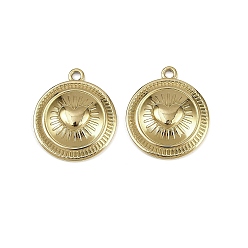 Золотой 304 подвески из нержавеющей стали, плоский круглый с подвеской в виде сердца, золотые, 21.5x18.5x4.5 мм, отверстие : 1.8 мм