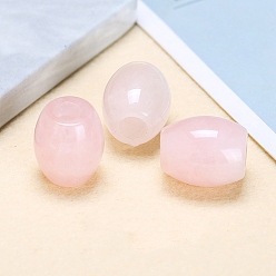 Розовый Кварц Природного розового кварца Европейский бисером, бусины из бисера с большими отверстиями, баррель, 18x16 мм, отверстие : 6 мм