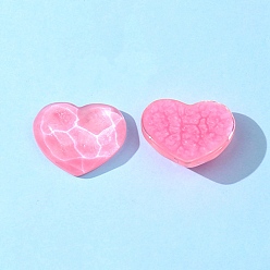 Pearl Pink Transparent Resin Cabochons, Heart with Water Ripple, Pearl Pink, 17x21mm