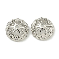 Платина Покрытие стойки латунь микро паве прозрачные колпачки из кубического циркония, долговечный, без свинца и без кадмия, цветок, платина, 14.5x5.5 мм, отверстие : 1.8 мм