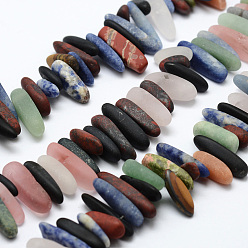 Mixed Stone Natural & Synthetic Mixed Gemstone Bead Strands, Irregular Strip, Frosted, 16~26x4~7x5~6mm, Hole: 1mm, 16.14 inch