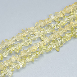 Светло-хаки Выпечки нарисованных стеклянных бусин прядей, чип, светлый хаки, 5~11x3~9x1~9 мм, отверстие : 1 мм, около 200~300 шт / нитка, 33.8 дюйм