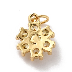 Yellow Rack Plating Brass Micro Pave Cubic Zirconia Charms, with Pearl, Cadmium Free & Lead Free, Real 18K Gold Plated, Flower, Yellow, 12.5x10.5x4mm, Hole: 3.6mm