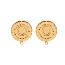 Настоящее золото 14K 304 Выводы серьги из нержавеющей стали шпилька, плоско-круглые, ионное покрытие (ip), долговечный, реальный 14 k позолоченный, 18x15 мм, внутренний диаметр: 4 мм