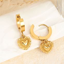 Сердце Серьги из 304 нержавеющей стали, золотые, сердце, 35 мм