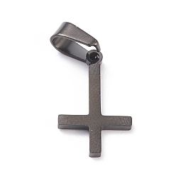 Electrophoresis Black Pendentifs en acier inoxydable, Coupe au laser, croix, placage ionique (ip), électrophorèse noir, 304mm, Trou: 21x13x1.5mm
