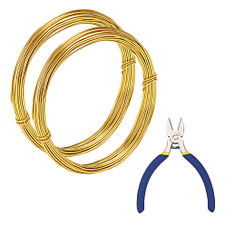 Gold DIY Wire Wrapped Jewelry Kits, with Aluminum Wire and Iron Side-Cutting Pliers, Gold, 20 Gauge, 0.8mm, 10m/roll, 2rolls/set
