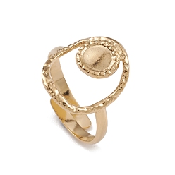 Настоящее золото 14K Ионное покрытие (ip) 304 полые овальные кольца манжеты из нержавеющей стали, настройки кольца чашки безеля, плоско-круглые, реальный 14 k позолоченный, размер США 6 3/4 (17.1 мм), лоток : 5 мм