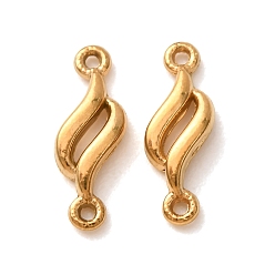 Real 18K Gold Plated 304 Stainless Steel Connector Charms, Twist Links, Ion Plating(IP), Long-Lasting Plated, Real 18K Gold Plated, 15x5x2mm, Hole: 1mm