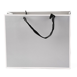 Серебро Прямоугольные бумажные пакеты, с ручками, для подарочных пакетов и сумок, серебряные, 25x30x0.6 см