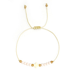 (404) Непрозрачное AB Кислое яблоко Браслеты из стеклянных бус в стиле бохо, крестик для женщин, цветочный белый