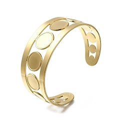 Настоящее золото 18K Ионное покрытие (ip) 304 манжета из нержавеющей стали для женщин, круглые, реальный 18 k позолоченный, 25 мм, регулируемый