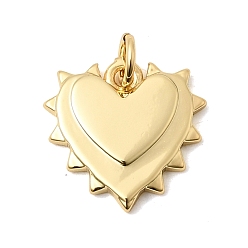 Настоящее золото 18K Латунные подвески, сердце прелести, долговечный, стойки покрытие, без свинца и без кадмия, реальный 18 k позолоченный, 15x15.5x2 мм, Перейти кольцо: 4.5x1 мм, внутренний диаметр: 2 мм