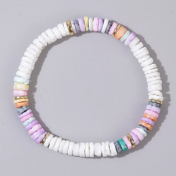 Белый Бохо-стиль жемчужные ракушки бусины хейши эластичные браслеты для женщин, белые