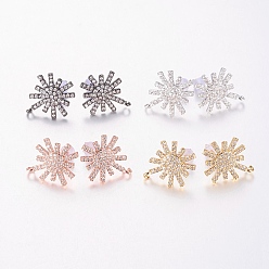 (52) Непрозрачная лаванда Латунные серьги-гвоздики из циркония, с петлей, без свинца и без кадмия, Сияющая звезда, разноцветные, 18x15x2.5 мм, отверстия: 1 мм, контактный: 0.8 мм