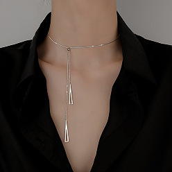 Платина Треугольные латунные слайдеры лариаты длинные ожерелья для женщин, платина, 21.26 дюйм (54 см)