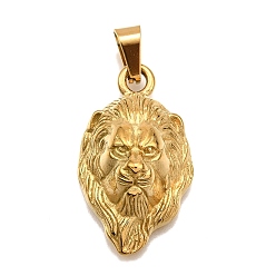Золотой 304 подвески из нержавеющей стали, очарование льва, вакуумное покрытие pvd, золотые, 28x16.5x11.5 мм, отверстие : 3x7 мм