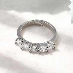 Платина Латунные микро проложить пальцев кольца кубического циркония, стойки покрытие, долговечный, без кадмия и без свинца, платина, 4.5 мм, размер США 7 1/4 (17.5 мм)