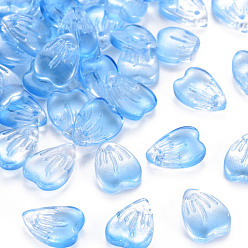 Светло-Голубой Прозрачные брызги окрашенные стеклянные подвески, с блеском порошок, Petaline, Небесно-голубой, 12x9x3 мм, отверстие : 1.2 мм