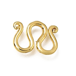 Golden Brass M-Hook Clasps, Rack Plating, Golden, 10x12x1.5mm