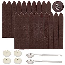 Coffee DIY Scrapbook Kits, Including Candle, Stainless Steel Spoon and Sealing Wax Sticks, Coffee, 9x1.1x1.1cm, 20pcs