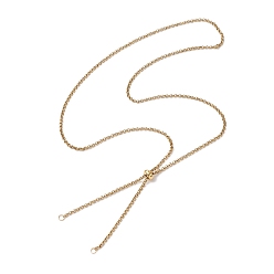 Золотой 304 изготовление колье из нержавеющей стали, с цепочками роло и латунными скользящими бусинами, золотые, 24.41 дюйм (62 см)
