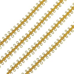Dark Goldenrod Polyester Ribbon, with Card, Flat with 8-shaped Pattern, Garment Accessories, Dark Goldenrod, 3/8 inch(9mm), 49.2 yards(45m)/card