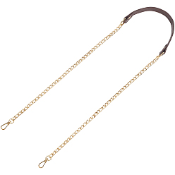 Кокосово-Коричневый Цепочки для сумок через плечо из искусственной кожи и сплава, Сплав с застежками, золотой свет, кокосового коричневый, 1175x19x2.5 мм