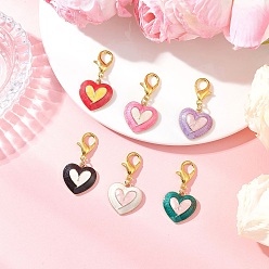 (52) Непрозрачная лаванда 6шт. украшения с подвесками в форме сердца из эмали из сплава, подвески с застежкой-лобстером, для брелка, кошелек, украшение для рюкзака, разноцветные, 34 мм