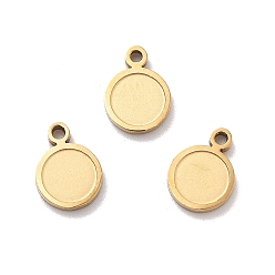 Настоящее золото 18K Ионное покрытие (ip) 304 брелоки из нержавеющей стали, плоский круглый шарм, реальный 18 k позолоченный, 8x6x1 мм, отверстие : 1 мм