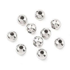 Real Platinum Plated SHEGRACE Brass Beads, Round, Cadmium Free & Nickel Free & Lead Free, Real Platinum Plated, 4x5mm