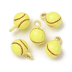 Yellow Alloy Enamel Pendants, Baseball Charms, Yellow, 17x11x11.5mm, Hole: 3mm